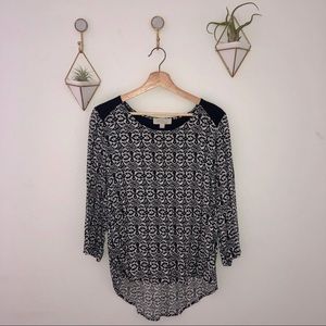 OLIVE & OAK Anthropologie black and white blouse